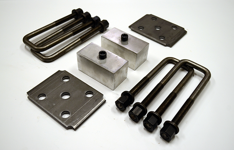 Trailer Blocks 2500lb to 3500lb marine axle kit with tie plates and 2" blocks for 2" wide spring