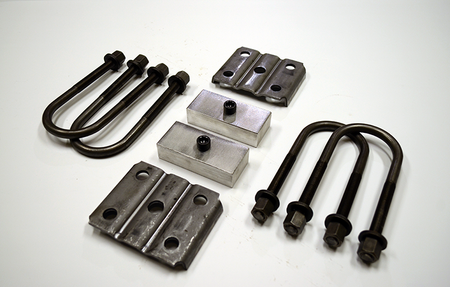 Trailer Blocks 3500lb axle kit with tie plates and 1" blocks for 1-3/4" wide spring
