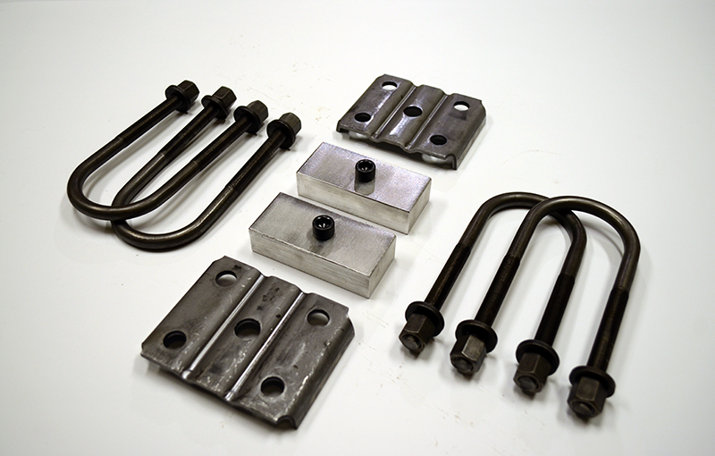Trailer Blocks 3500lb axle kit with tie plates and 1" blocks for 1-3/4" wide spring