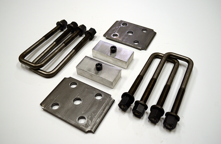 Trailer Blocks 5200lb marine axle kit with tie plates and 1" blocks for 1-3/4" wide spring
