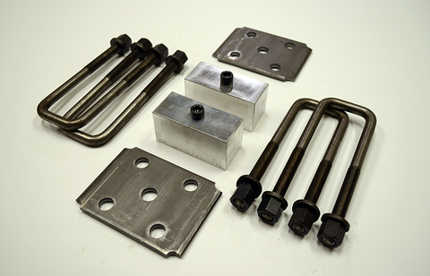 Trailer Blocks 2500lb to 3500lb marine axle kit with tie plates and 2" blocks for 1-3/4" wide spring