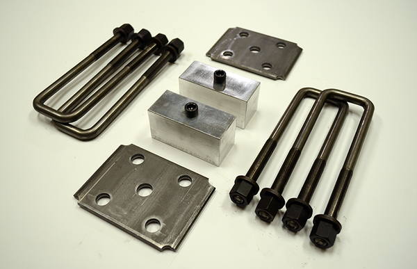 Trailer Blocks 5200lb marine axle kit with tie plates and 2" blocks for 1-3/4" wide spring