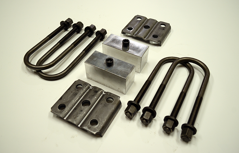 Trailer Blocks 3500lb axle kit with tie plates and 2" blocks for 1-3/4" wide spring