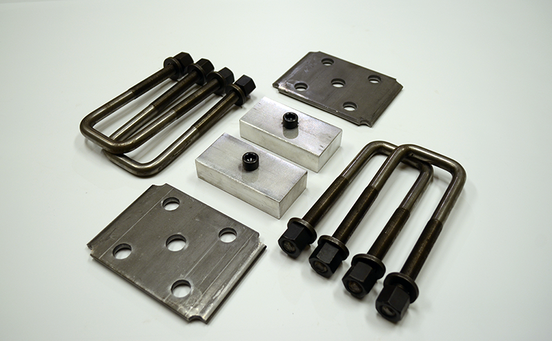 Trailer Blocks 2500lb to 3500lb marine axle kit with tie plates and 1" blocks for 2" wide spring