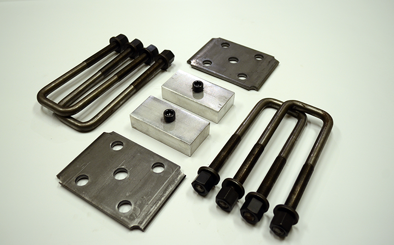 Trailer Blocks 5200lb marine axle kit with tie plates and 1" blocks for 2" wide spring