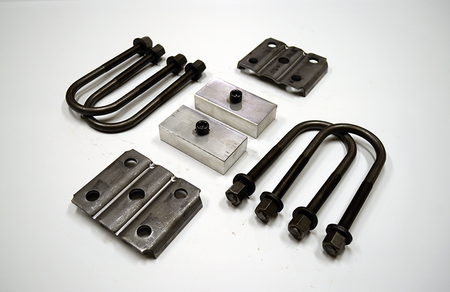 Trailer Blocks 3500lb axle kit with tie plates and 1" blocks for 2" wide spring