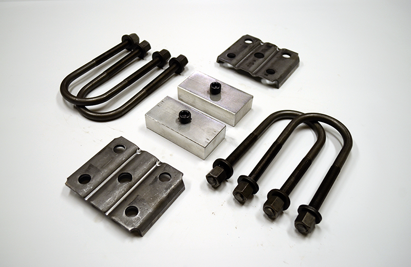 Trailer Blocks 3500lb axle kit with tie plates and 1" blocks for 2" wide spring