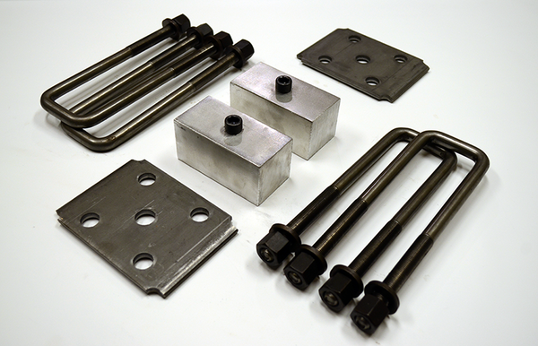 Trailer Blocks 5200lb marine axle kit with tie plates and 2" blocks for 2" wide spring