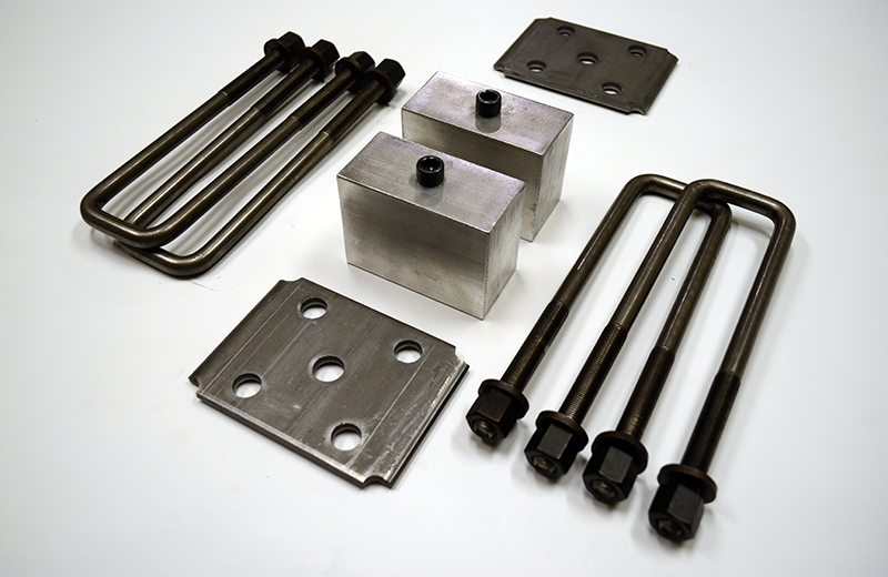 Trailer Blocks 5200lb marine axle kit with tie plates and 3" blocks for 2" wide spring