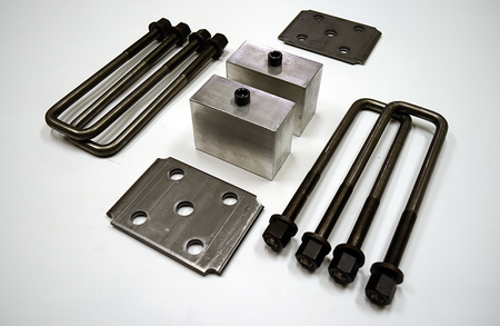 Trailer Blocks 5200lb marine axle kit with tie plates and 3" blocks for 2" wide spring