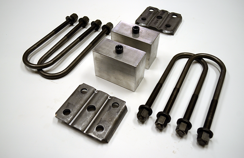 Trailer Blocks 3500lb axle kit with tie plates and 3" blocks for 2" wide spring