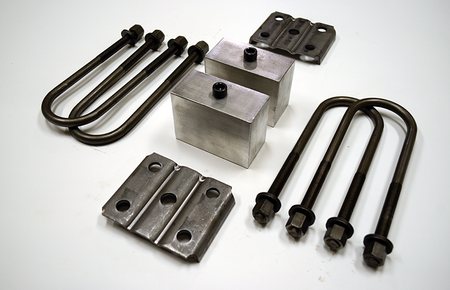 Trailer Blocks 3500lb axle kit with tie plates and 3" blocks for 2" wide spring